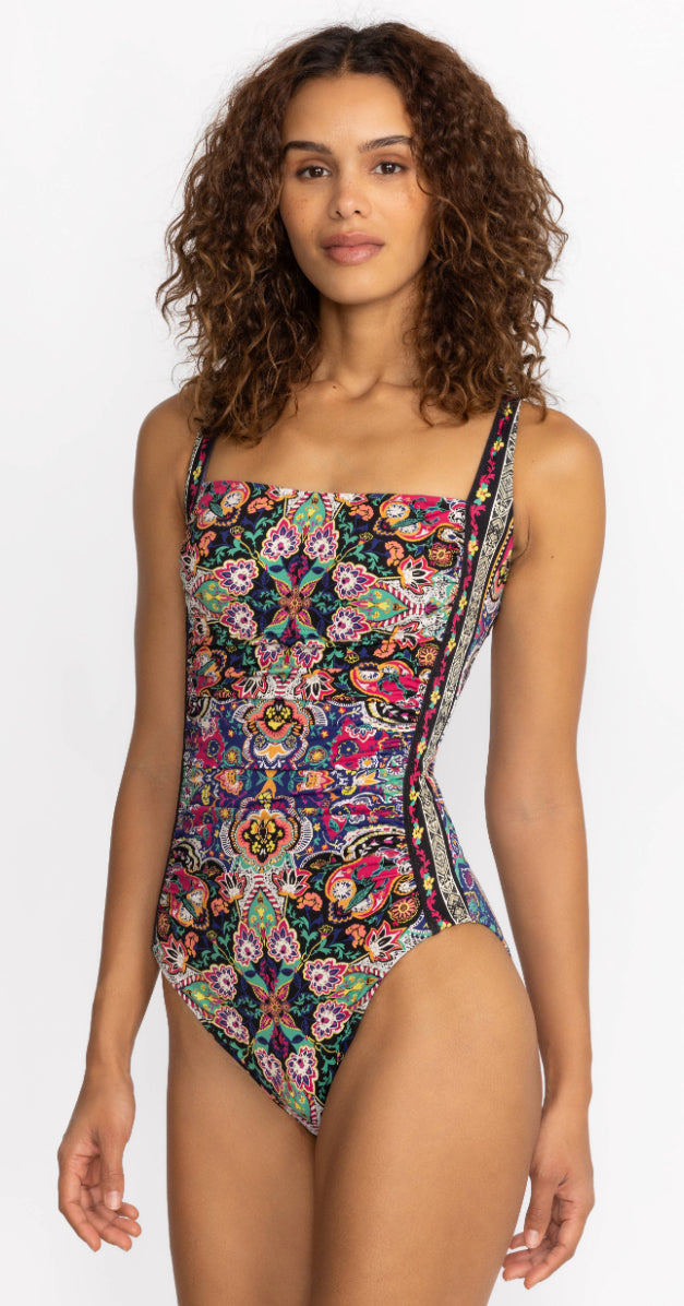 Johnny Was Hannah Ruched One Piece Bathing Suit Style #CSW3823-D - Multi