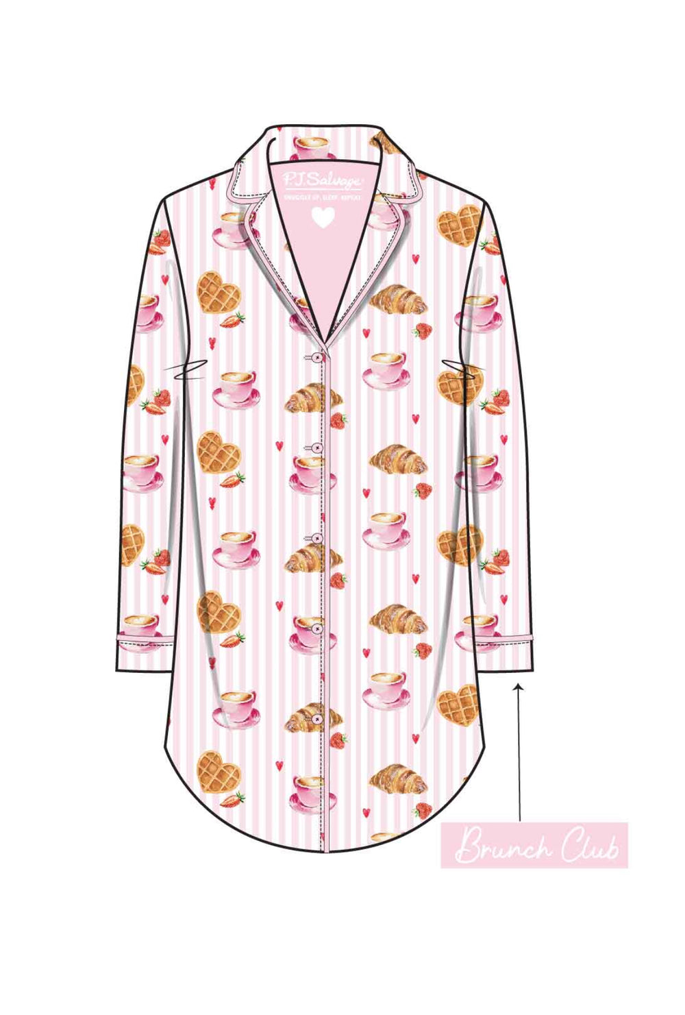 PJ Salvage Brunch Club Nightshirt Style RUFLNS - Pink