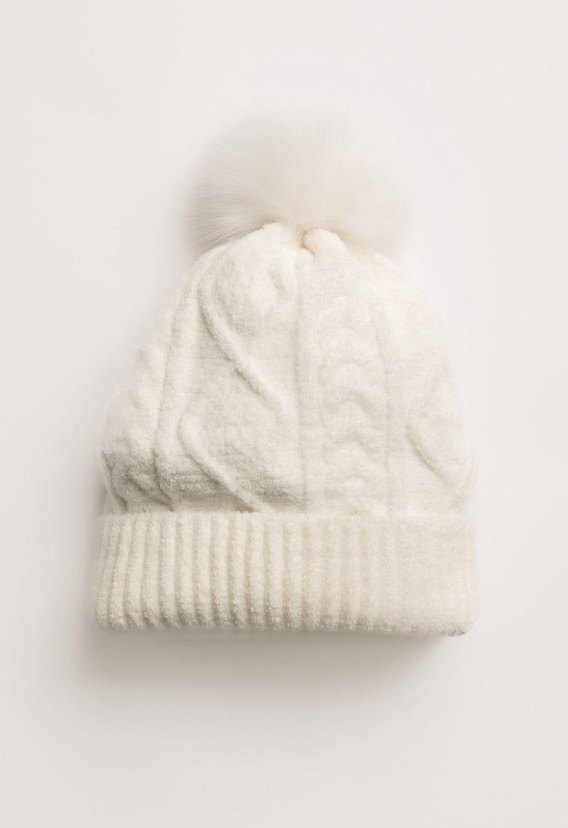 PJ Salvage Cable Lounge Chenille Beanie Style RKCLBE - Ivory