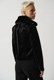 LAST ONE SZ S - Joseph Ribkoff Liquid Faux-Leather Moto Jacket Style 233928 - Black