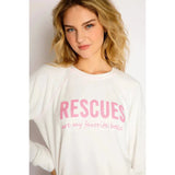 PJ Salvage Rescues are My Favorite Breed Dog Print Top Style RMRFLS2 - Ivory