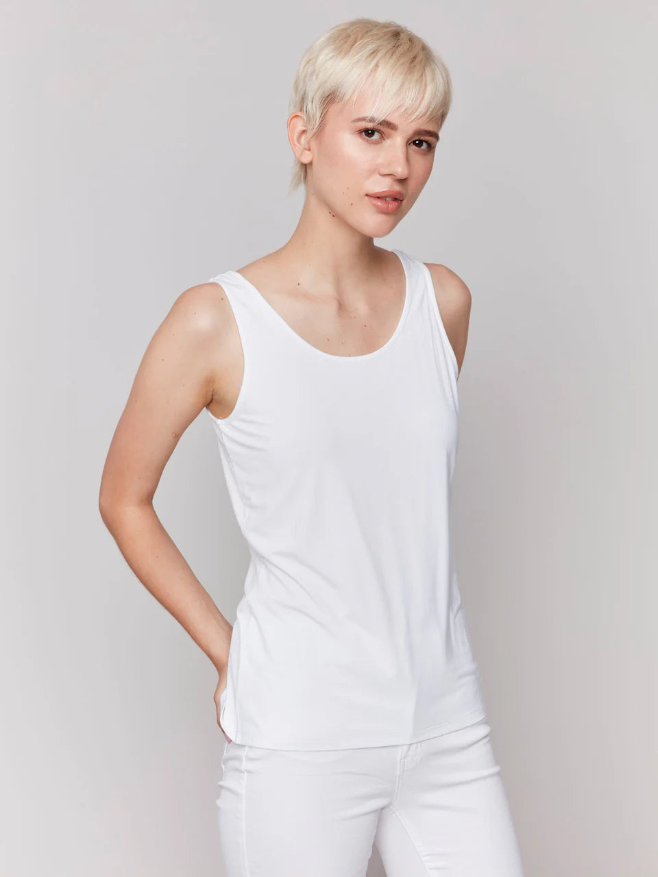 Charlie B. Reversible Bamboo Cami Style C1243S - White