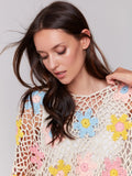 LAST ONE SZ S - Charlie B. Handcrafted Floral Crochet Top Style C2808 - Natural