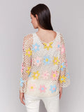 LAST ONE SZ S - Charlie B. Handcrafted Floral Crochet Top Style C2808 - Natural