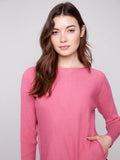 Charlie B. Lace Up Back Detail Lightweight Sweater Style C2170Z - Heather Rose