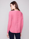 Charlie B. Lace Up Back Detail Lightweight Sweater Style C2170Z - Heather Rose