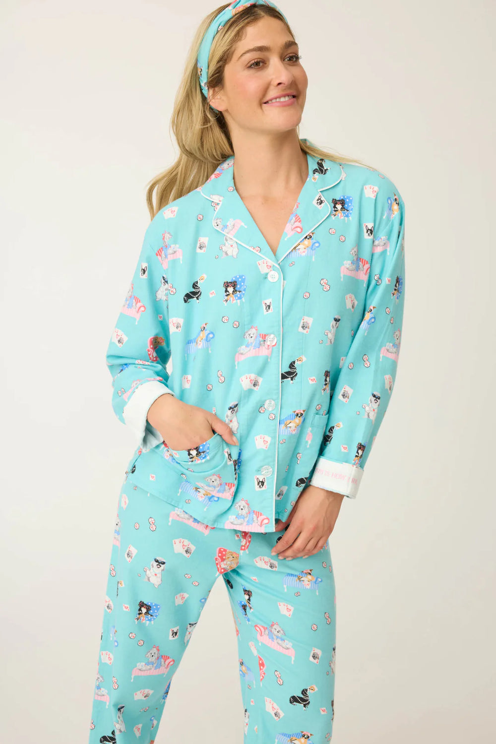 PJ Salvage That’s How I Roll Dogs Flannel Set Style RUFLPJ - Turquoise