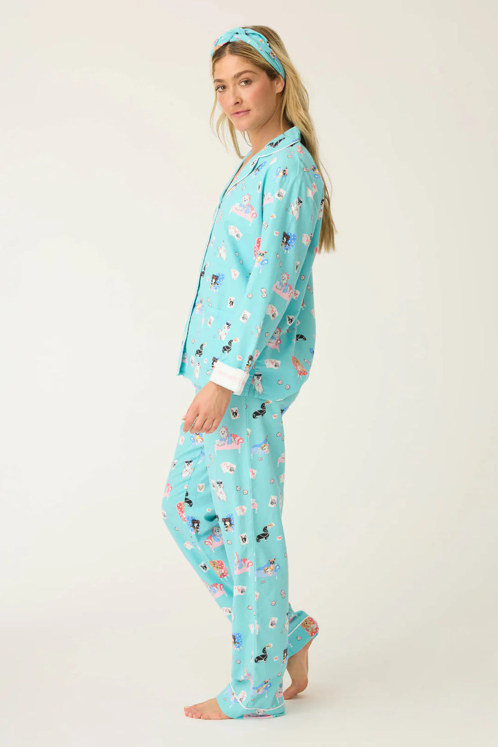 PJ Salvage That’s How I Roll Dogs Flannel Set Style RUFLPJ - Turquoise