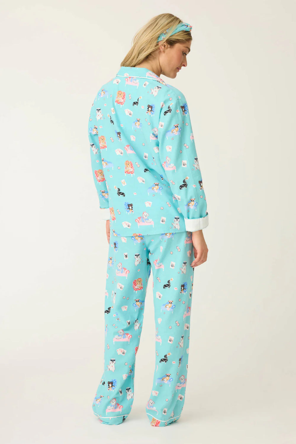 PJ Salvage That’s How I Roll Dogs Flannel Set Style RUFLPJ - Turquoise