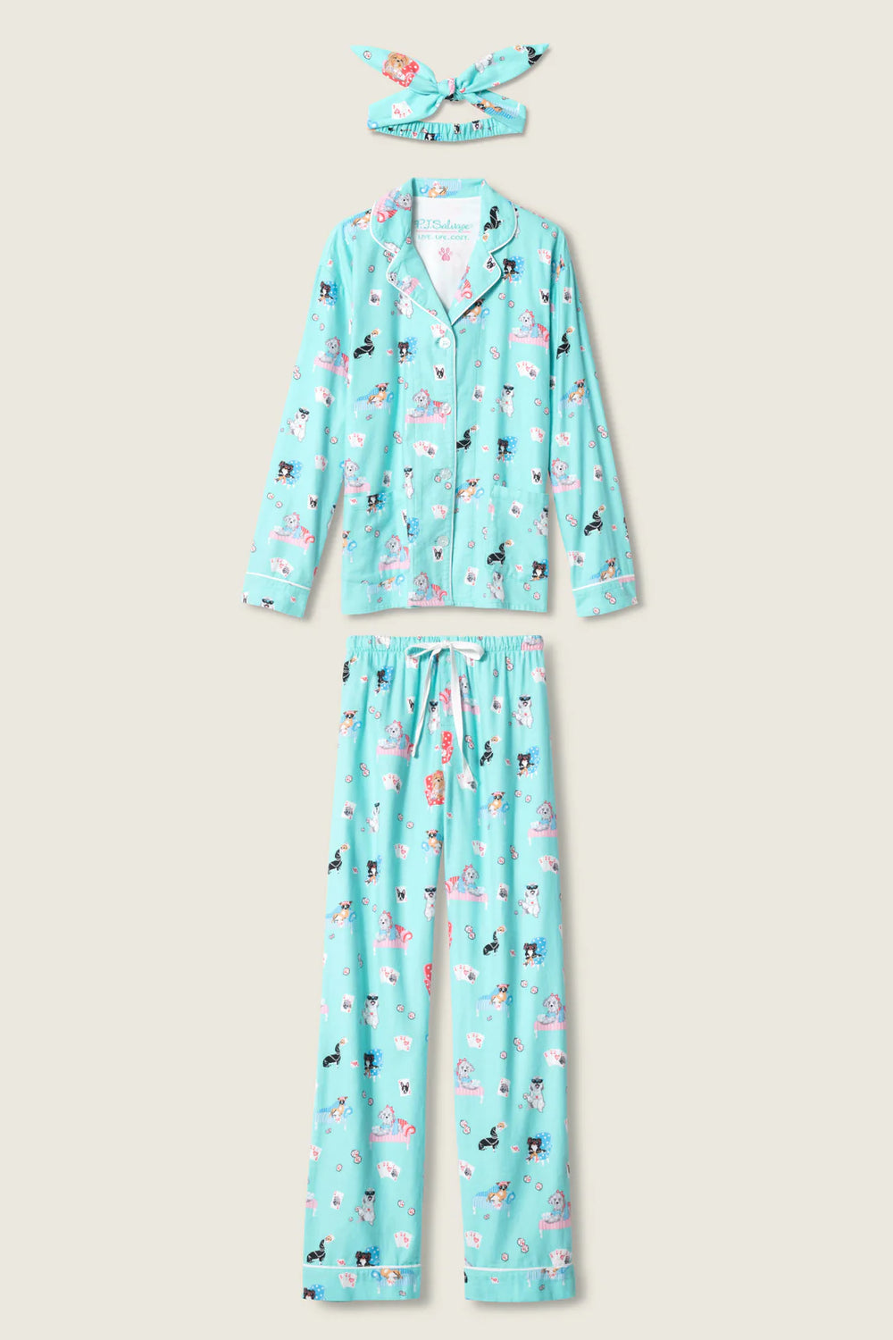 PJ Salvage That’s How I Roll Dogs Flannel Set Style RUFLPJ - Turquoise