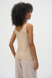 Joseph Ribkoff Metallic Knitted Camisole with Rhinestones Style 252915 - Champagne
