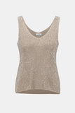 Joseph Ribkoff Metallic Knitted Camisole with Rhinestones Style 252915 - Champagne