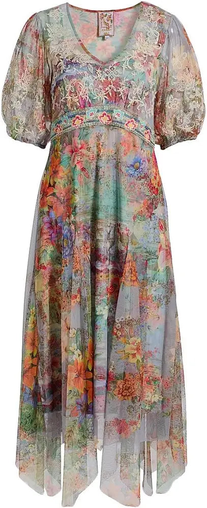 LAST ONE SZ L - Johnny Was Women's Sally Mesh Slip Dress Style C33925-6 Asteria