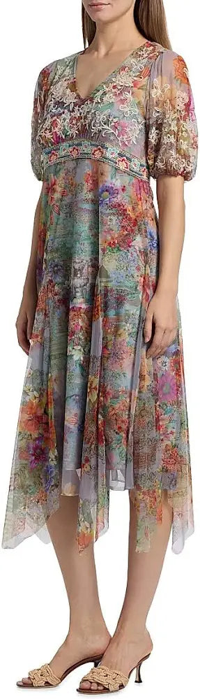 LAST ONE SZ L - Johnny Was Women's Sally Mesh Slip Dress Style C33925-6 Asteria