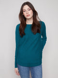 Charlie B. Knit Sweater with Lace Up Cuffs Style C2380Y-464A - Evergreen Teal