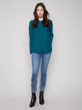 Charlie B. Knit Sweater with Lace Up Cuffs Style C2380Y-464A - Evergreen Teal