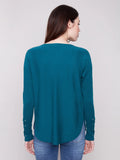 Charlie B. Knit Sweater with Lace Up Cuffs Style C2380Y-464A - Evergreen Teal