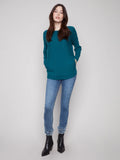 Charlie B. Knit Sweater with Lace Up Cuffs Style C2380Y-464A - Evergreen Teal