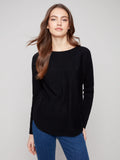 Charlie B. Knit Sweater with Lace Up Cuffs Style C2380Y-464A- Black