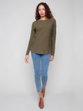 Charlie B. Knit Sweater with Lace Up Cuffs Style C2380Y-464A- Spruce