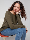 Charlie B. Knit Sweater with Lace Up Cuffs Style C2380Y-464A- Spruce