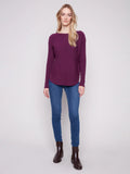 Charlie B. Lace Up Back Detail Lightweight Sweater Style C2170Z-464A - Plum