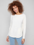 Charlie B. Lace Up Back Detail Lightweight Sweater Style C2170Z-464A - Ecru