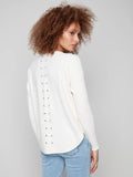 Charlie B. Lace Up Back Detail Lightweight Sweater Style C2170Z-464A - Ecru