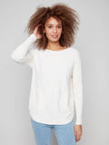 Charlie B. Lace Up Back Detail Lightweight Sweater Style C2170Z-464A - Ecru