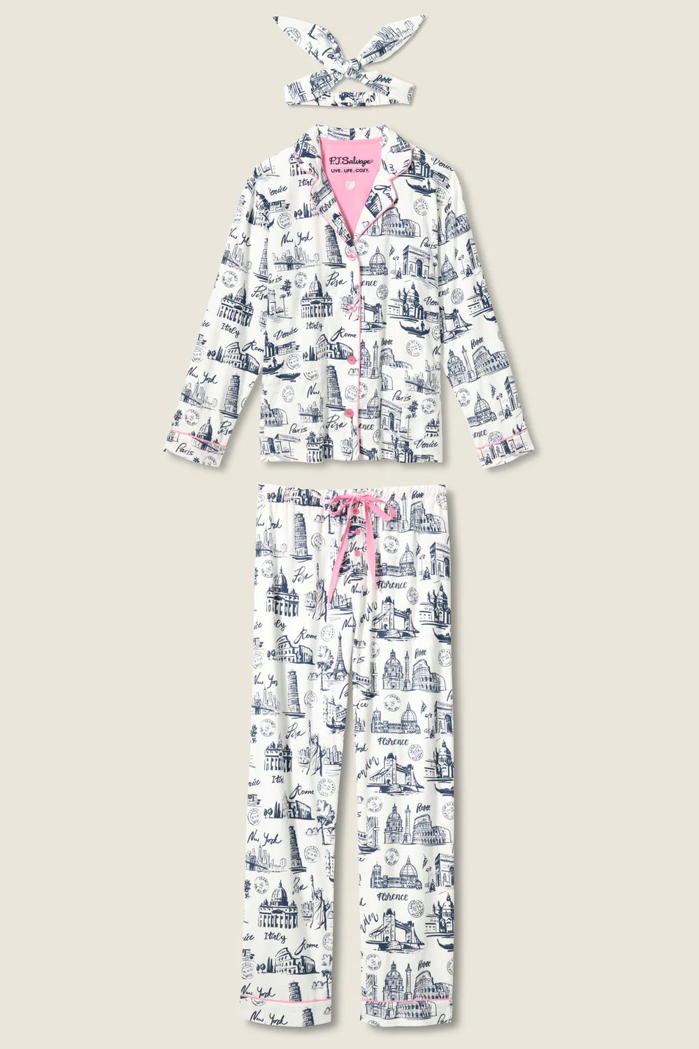 PJ Salvage Bon Voyage Flannel Set Style RUFLPJ - Ivory