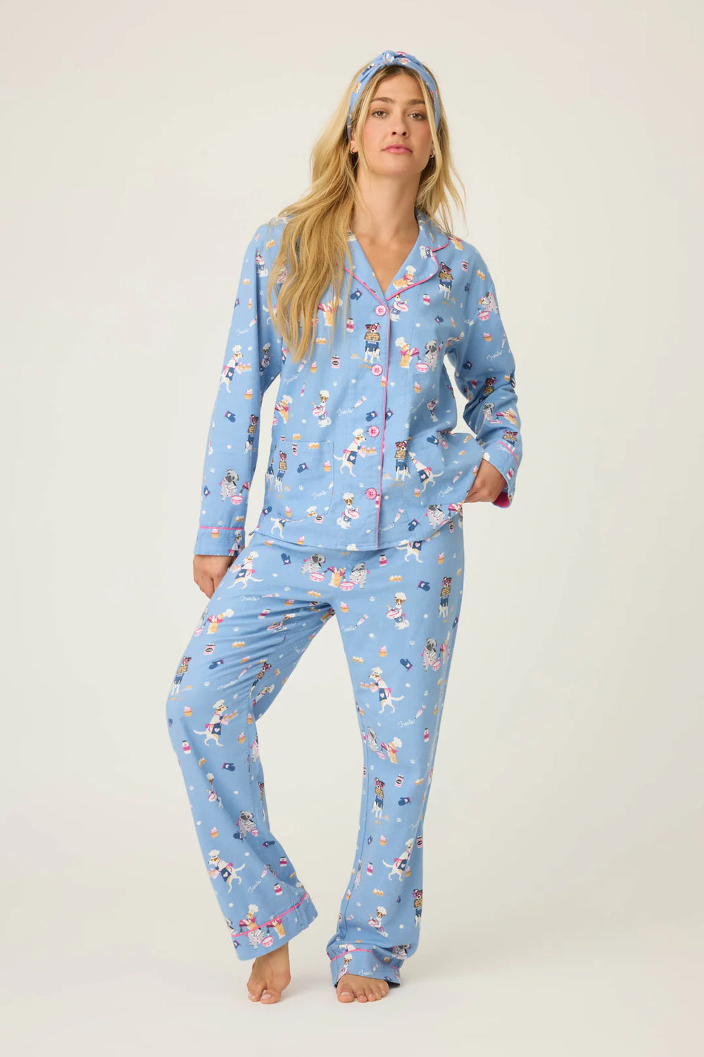 PJ Salvage Baked Woof Love Flannel Set Style RUFLPJ - Periwinkle