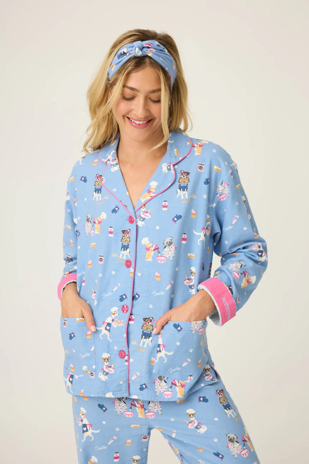 PJ Salvage Baked Woof Love Flannel Set Style RUFLPJ - Periwinkle