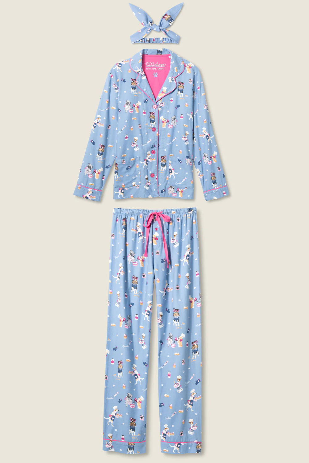 PJ Salvage Baked Woof Love Flannel Set Style RUFLPJ - Periwinkle