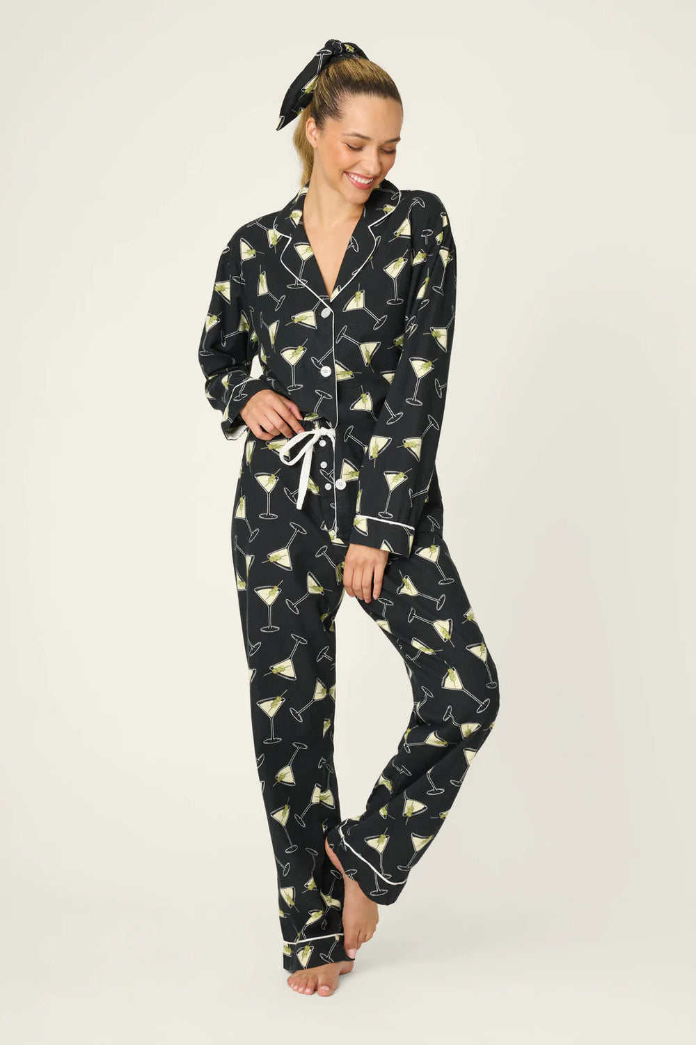 PJ Salvage Merrier With a Martini Flannel Set Style RUFLPJ - Black