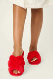 PJ Salvage Luxe Plush Faux Fur Slippers Style RVFFSL - Red