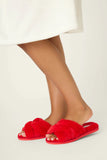 PJ Salvage Luxe Plush Faux Fur Slippers Style RVFFSL - Red