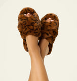 PJ Salvage Luxe Plush Faux Fur Slippers Style RVFFSL - Leopard