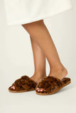 PJ Salvage Luxe Plush Faux Fur Slippers Style RVFFSL - Leopard