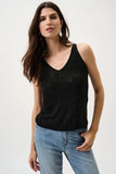 Joseph Ribkoff Metallic Knitted Camisole with Rhinestones Style 252915 - Black