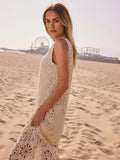 Charlie B. Crochet Sleeveless Midi Dress Style C3243 - Cream