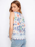 Charlie B. Border Print Sleeveless Blouse Style C4653B - Island