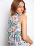 Charlie B. Border Print Sleeveless Blouse Style C4653B - Island