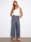 Charlie B. Stretch Linen Wide Leg Pants Style C5751 - Indigo