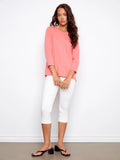 LAST ONE SZ M - Charlie B. 3/4 Sleeve Crew Neck Organic Cotton Tee Style C1293T - Coral