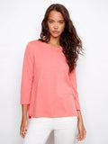 LAST ONE SZ M - Charlie B. 3/4 Sleeve Crew Neck Organic Cotton Tee Style C1293T - Coral
