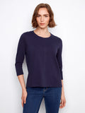 LAST ONE SZ XL - Charlie B. 3/4 Sleeve Crew Neck Organic Cotton Tee Style C1293T - Navy