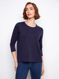 LAST ONE SZ XL - Charlie B. 3/4 Sleeve Crew Neck Organic Cotton Tee Style C1293T - Navy
