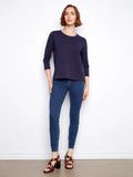 LAST ONE SZ XL - Charlie B. 3/4 Sleeve Crew Neck Organic Cotton Tee Style C1293T - Navy