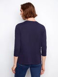 LAST ONE SZ XL - Charlie B. 3/4 Sleeve Crew Neck Organic Cotton Tee Style C1293T - Navy