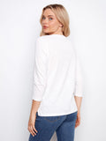 LAST ONE SZ XL - Charlie B. 3/4 Sleeve Crew Neck Organic Cotton Tee Style C1293T - White